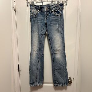 Miss Me‎ distressed Denim Jeans women’s 26 bootcut light blue embellished bling